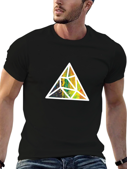 Geometric Triangle Graphic Tee - Stylish Mens Black T-Shirt