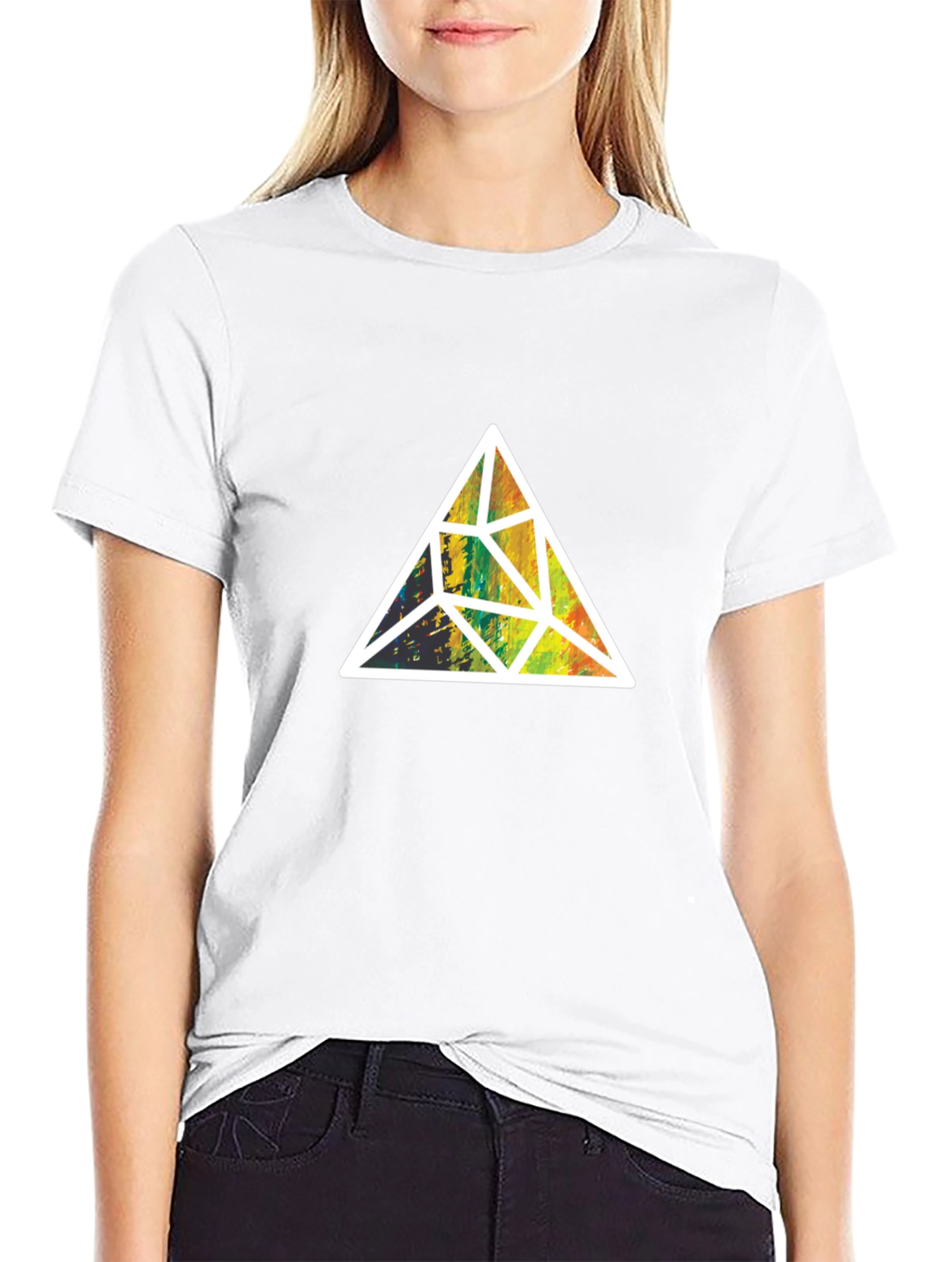 Geometric Triangle Graphic Tee - Stylish Mens Black T-Shirt