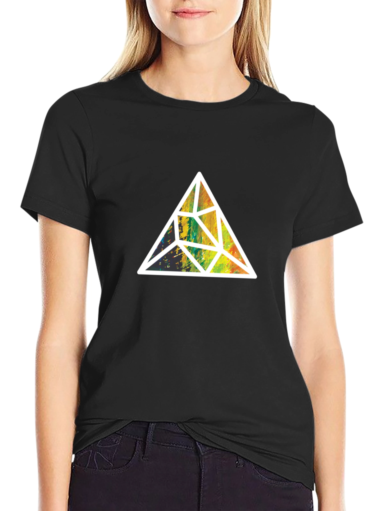 Geometric Triangle Graphic Tee - Stylish Mens Black T-Shirt