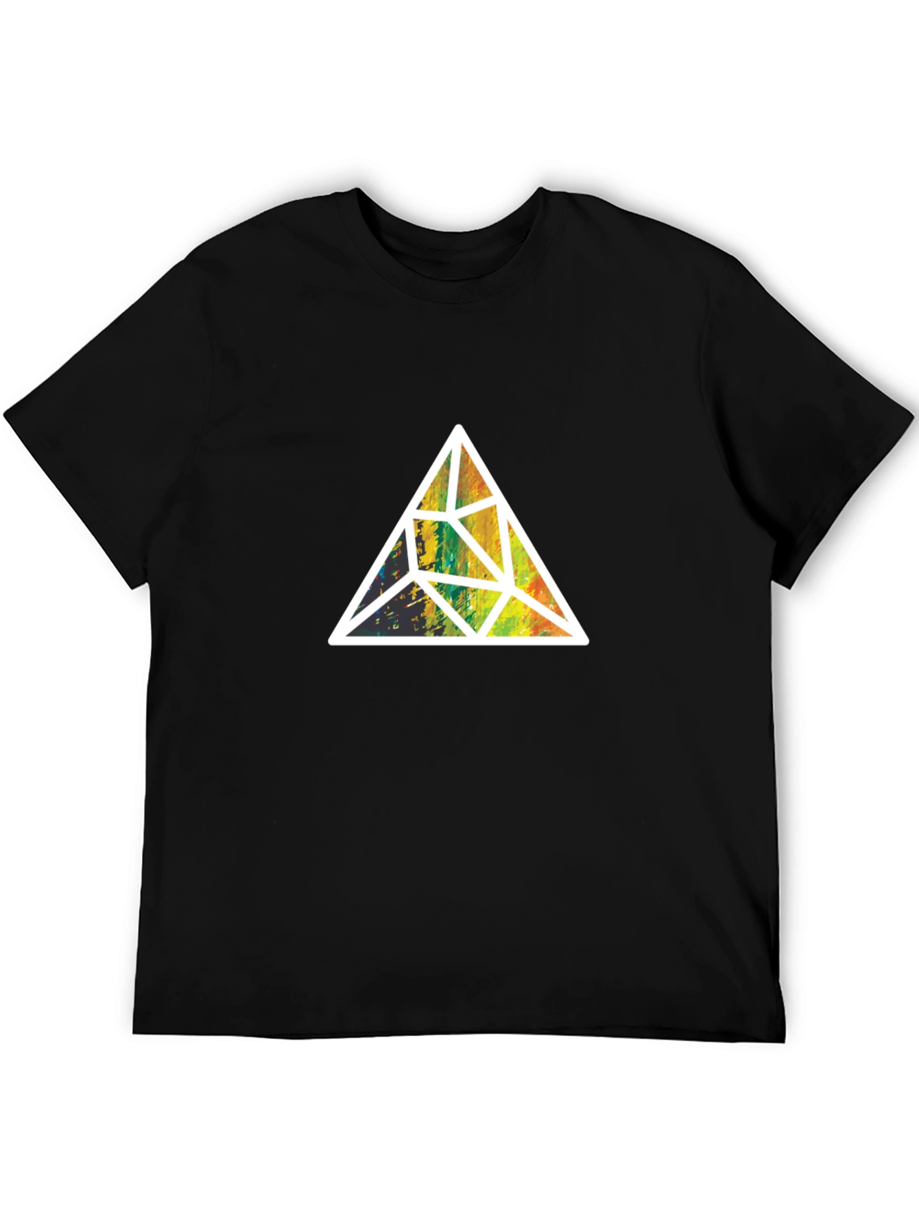 Geometric Triangle Graphic Tee - Stylish Mens Black T-Shirt