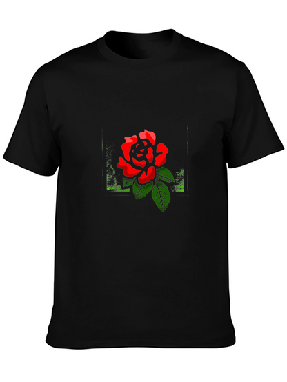 Black Rose Graphic Tee - Stylish Mens Casual Shirt
