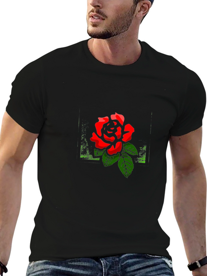 Black Rose Graphic Tee - Stylish Mens Casual Shirt