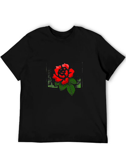 Black Rose Graphic Tee - Stylish Mens Casual Shirt