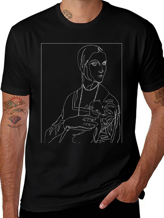 Line Art Portrait Black Graphic Tee