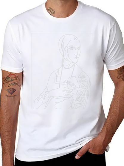 Line Art Portrait Black Graphic Tee