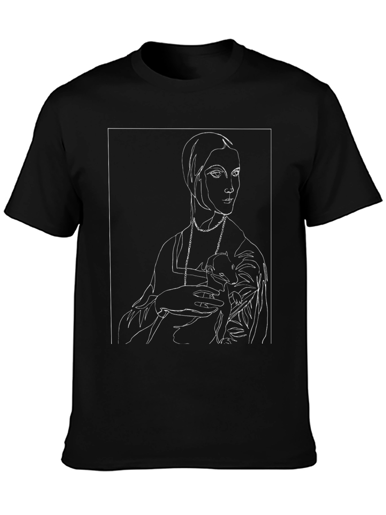 Line Art Portrait Black Graphic Tee