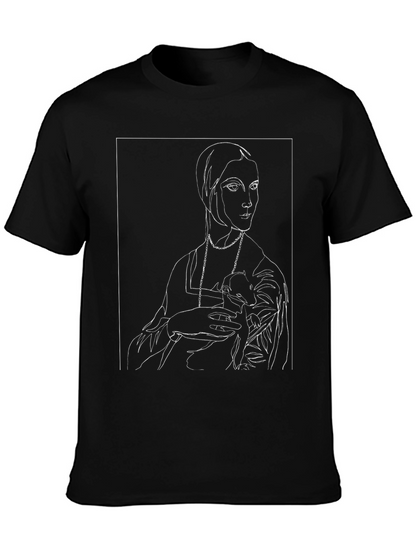 Line Art Portrait Black Graphic Tee