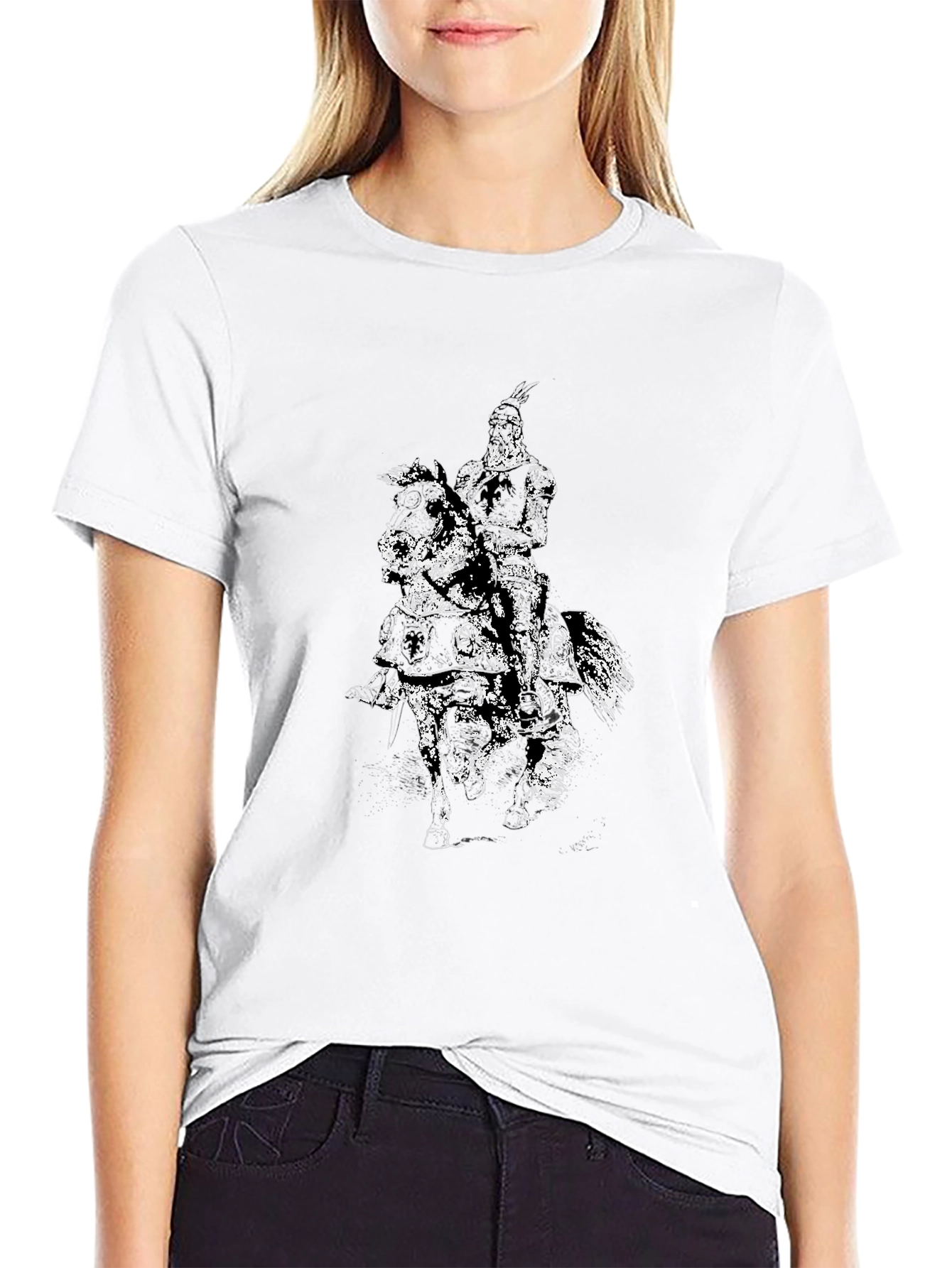 Equestrian Knight Graphic Black T-Shirt