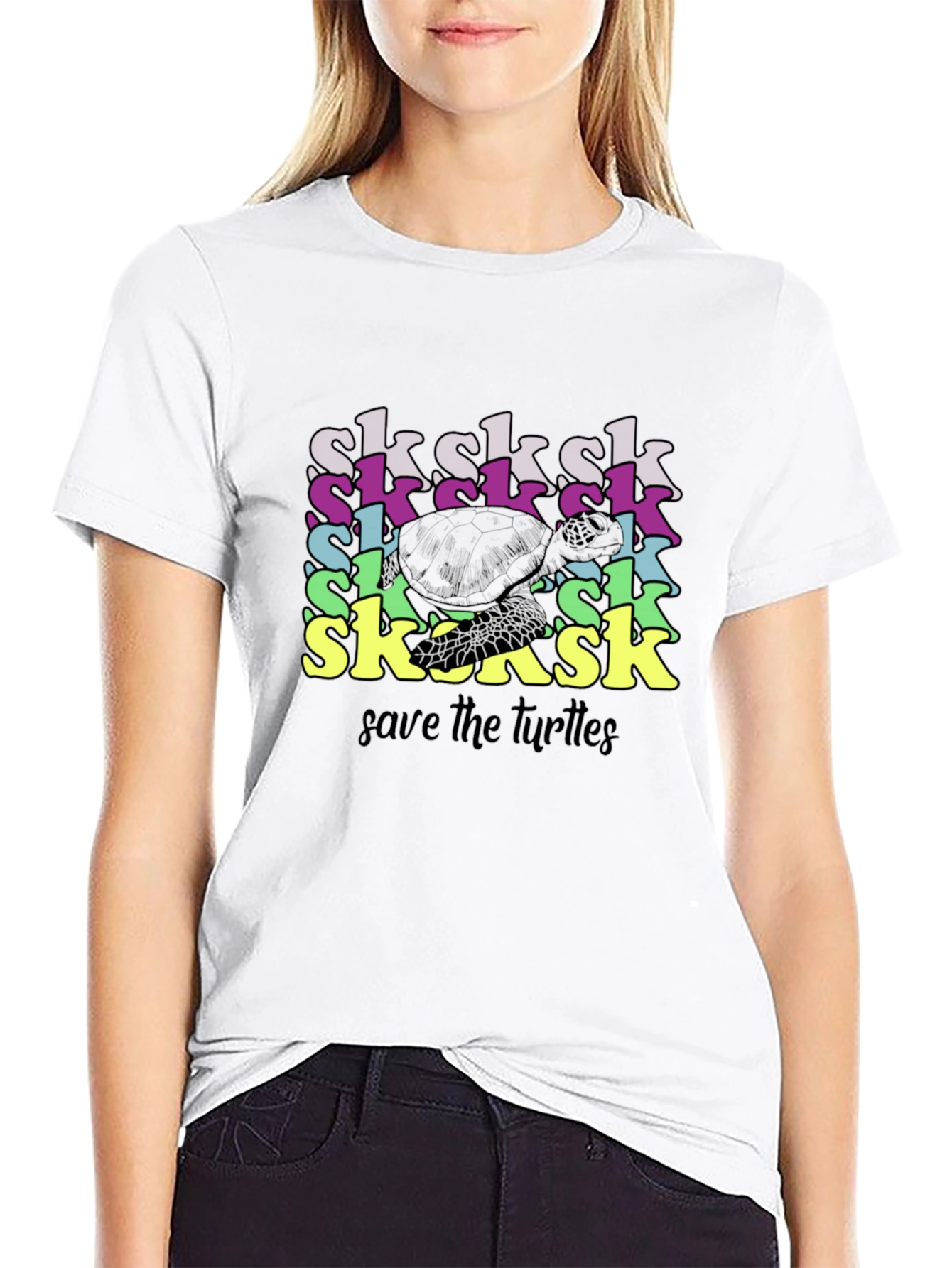 Save the Turtles Black Graphic T-Shirt