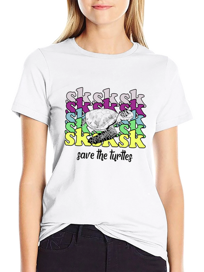 Save the Turtles Black Graphic T-Shirt