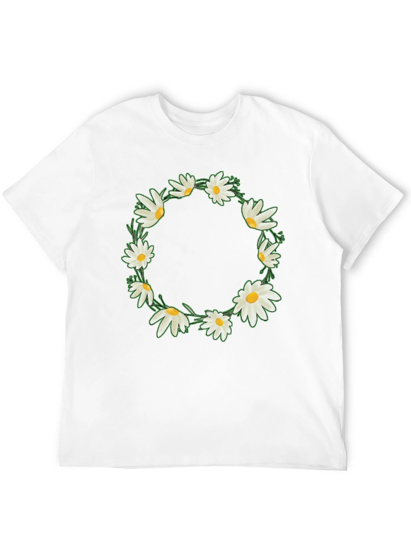 Daisy Wreath Graphic Tee - Black Unisex T-Shirt