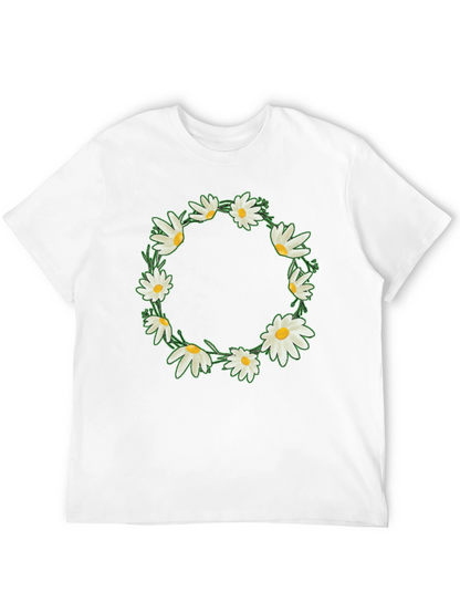 Daisy Wreath Graphic Tee - Black Unisex T-Shirt