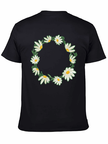 Daisy Wreath Graphic Tee - Black Unisex T-Shirt