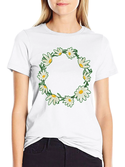 Daisy Wreath Graphic Tee - Black Unisex T-Shirt