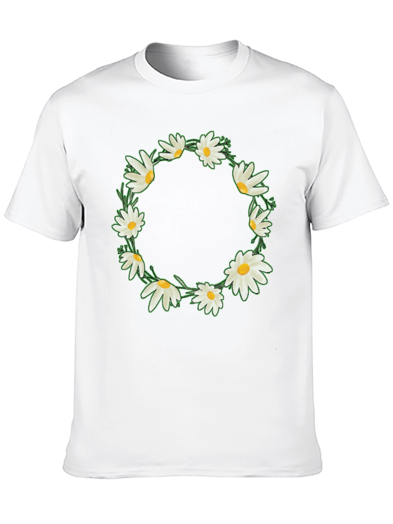 Daisy Wreath Graphic Tee - Black Unisex T-Shirt