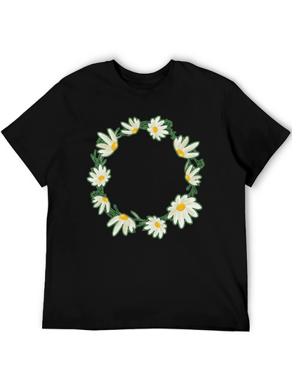 Daisy Wreath Graphic Tee - Black Unisex T-Shirt