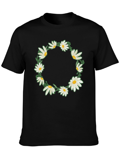 Daisy Wreath Graphic Tee - Black Unisex T-Shirt