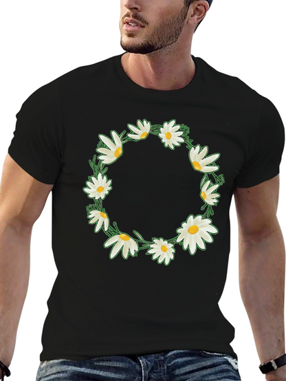 Daisy Wreath Graphic Tee - Black Unisex T-Shirt