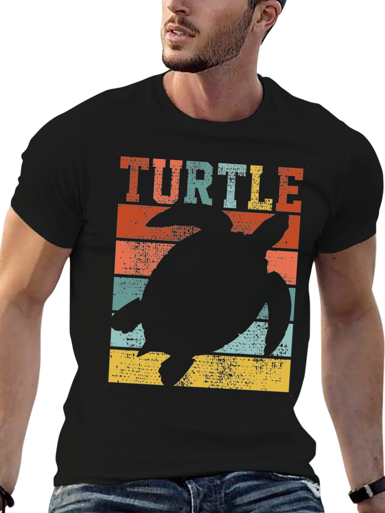 Retro Turtle Silhouette Graphic T-Shirt