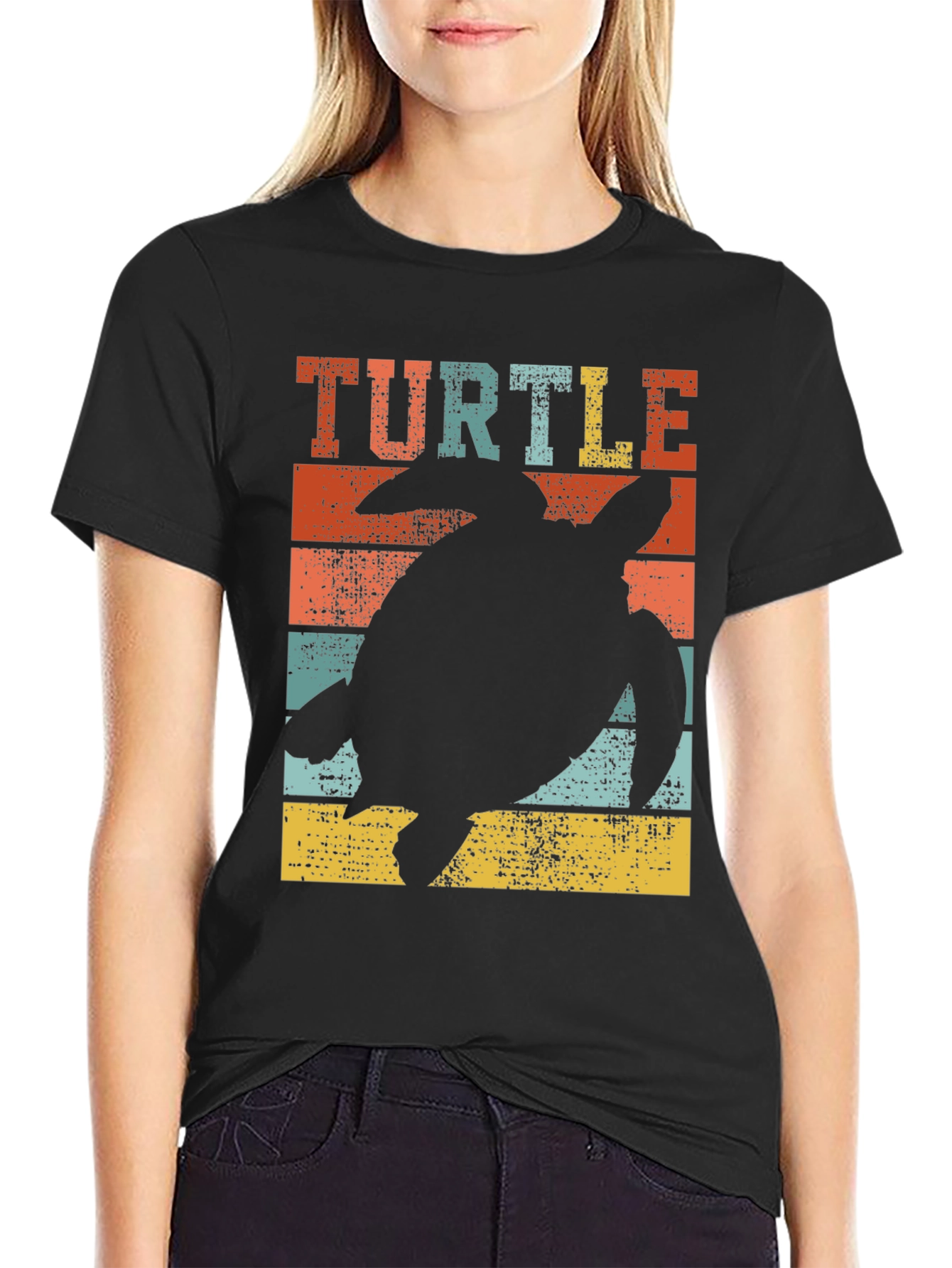 Retro Turtle Silhouette Graphic T-Shirt
