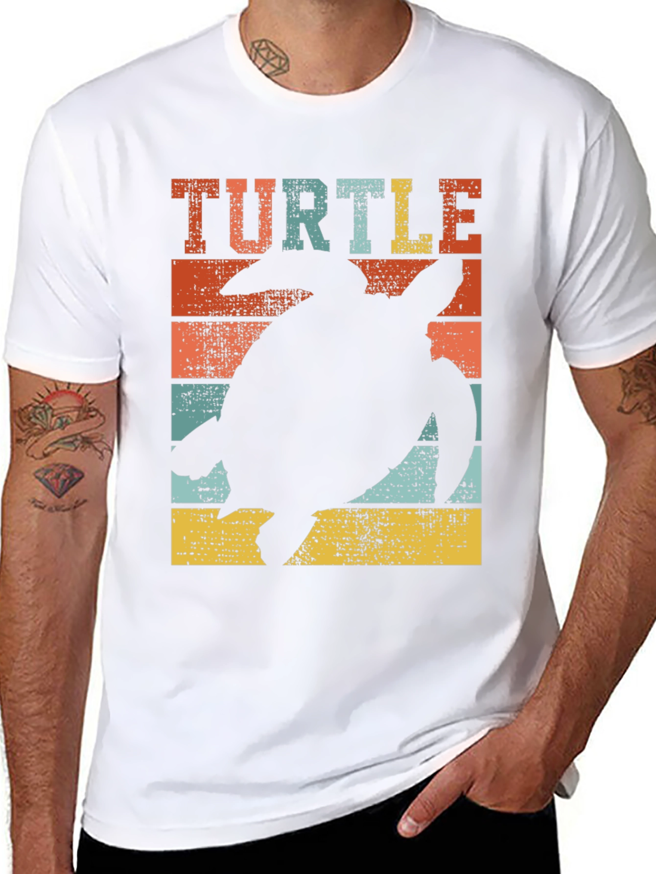Retro Turtle Silhouette Graphic T-Shirt