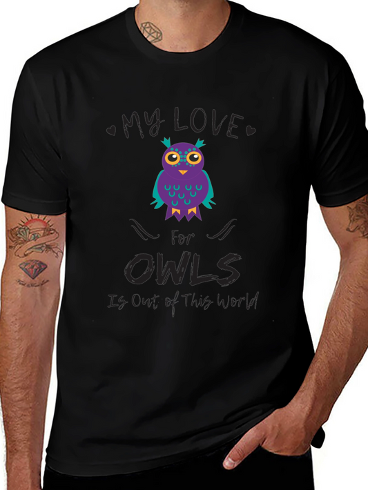 My Love for Owls T-Shirt Black Cotton