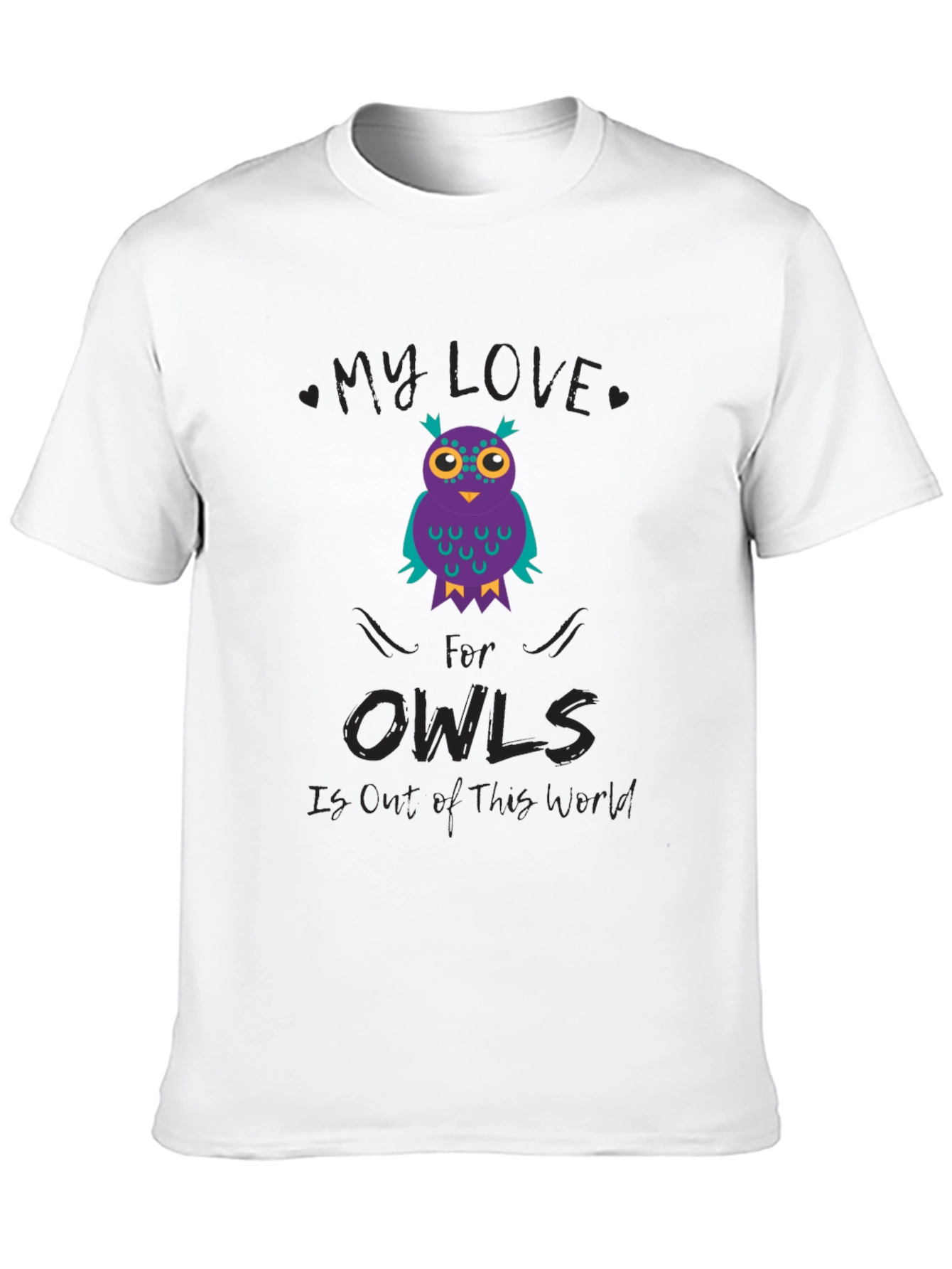 My Love for Owls T-Shirt Black Cotton