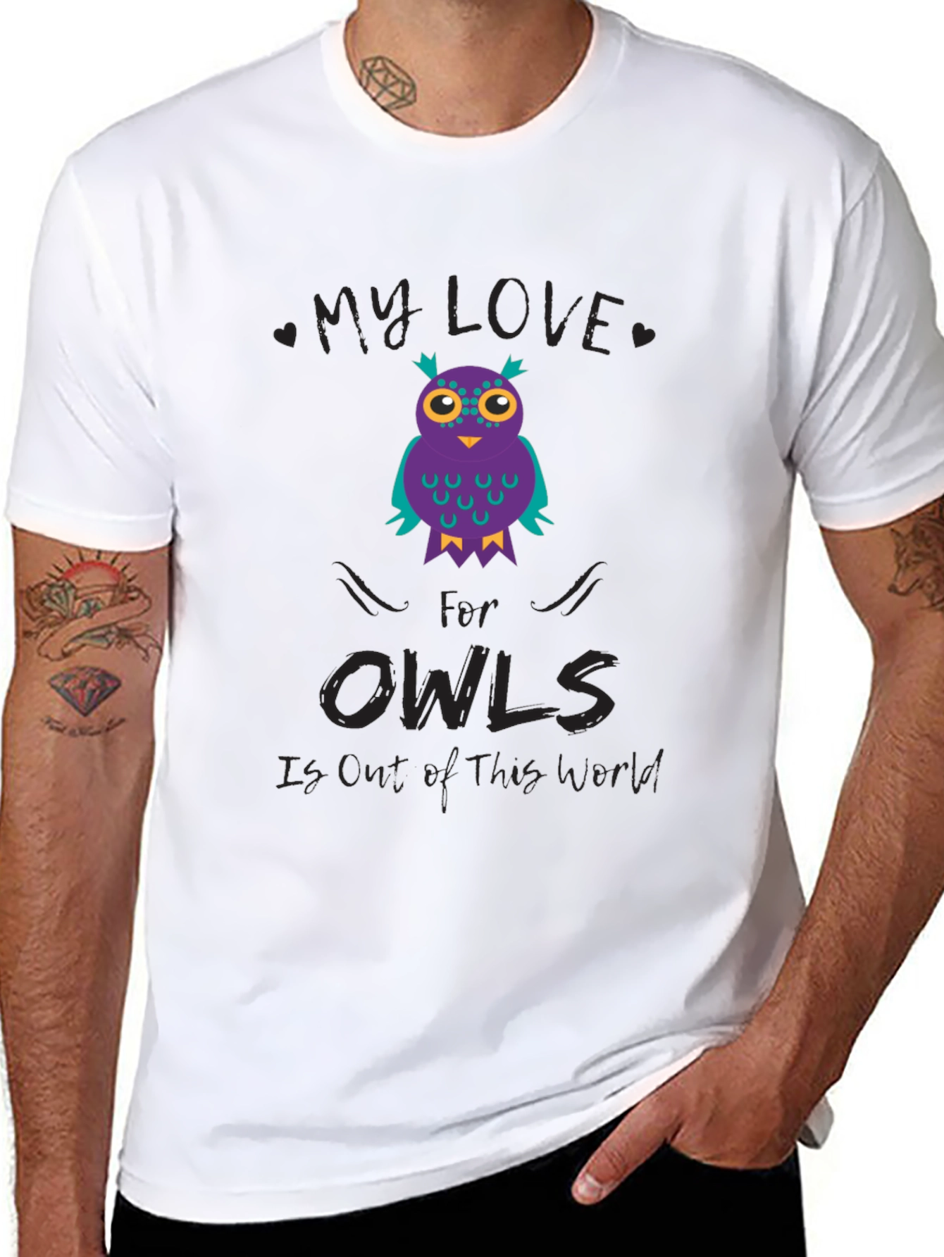 My Love for Owls T-Shirt Black Cotton