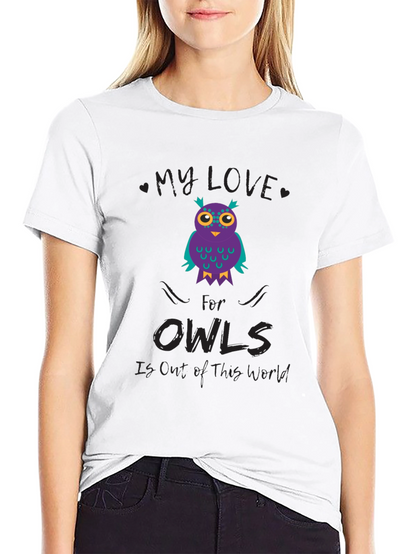 My Love for Owls T-Shirt Black Cotton