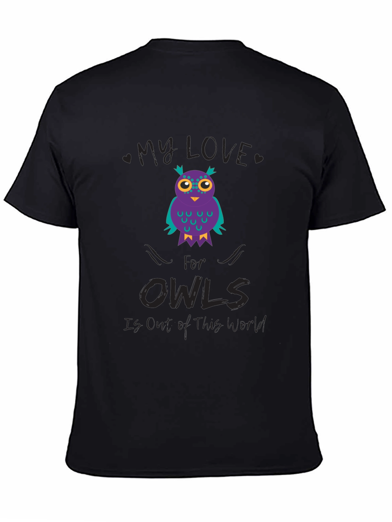 My Love for Owls T-Shirt Black Cotton