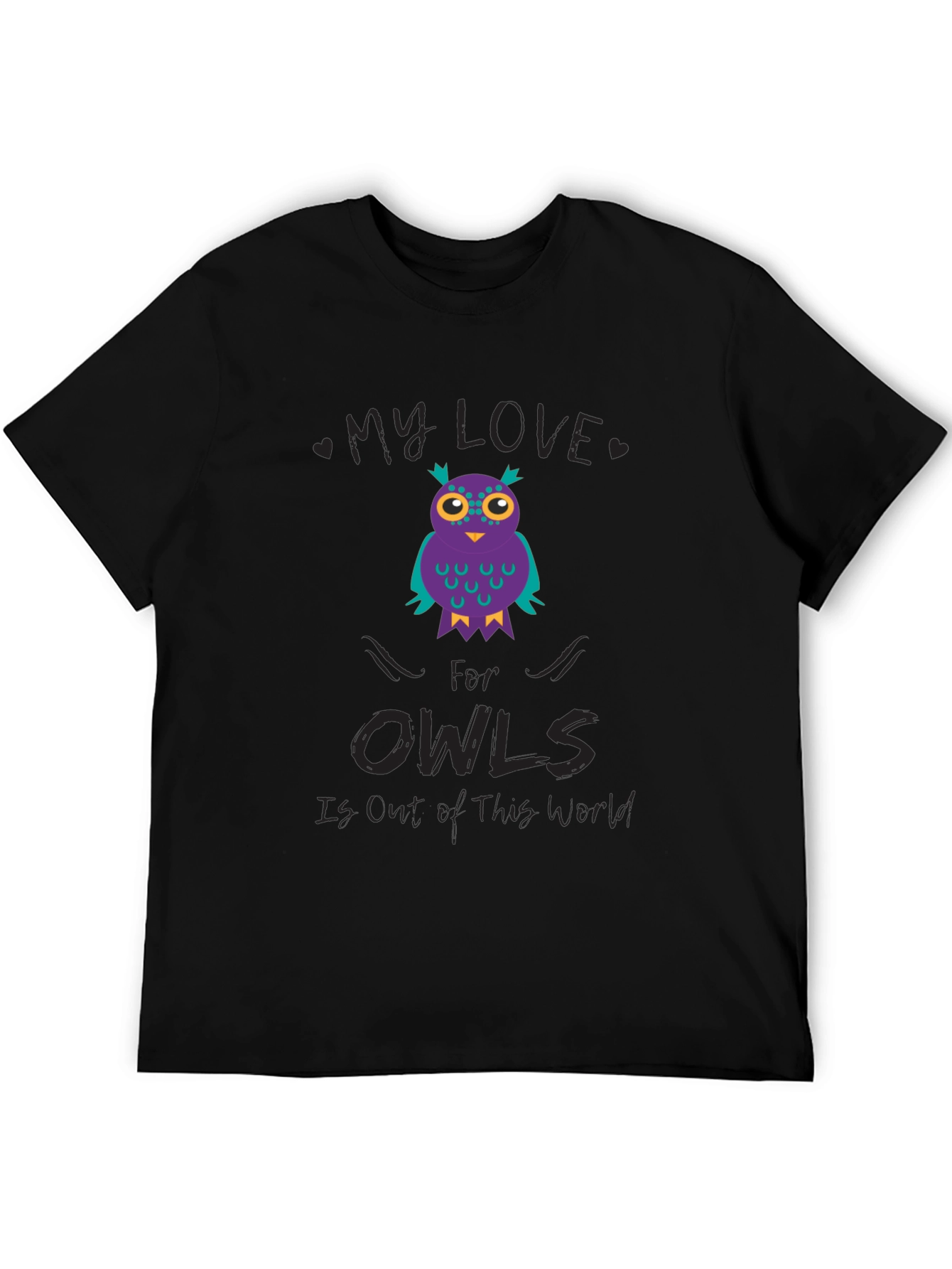 My Love for Owls T-Shirt Black Cotton