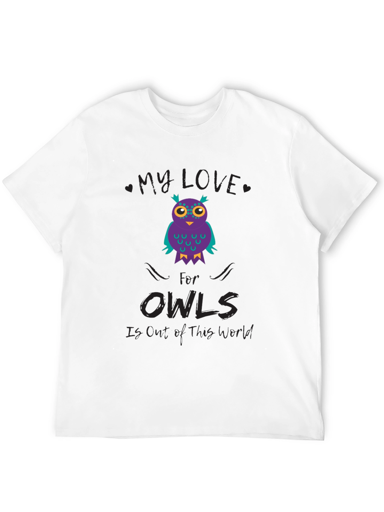 My Love for Owls T-Shirt Black Cotton