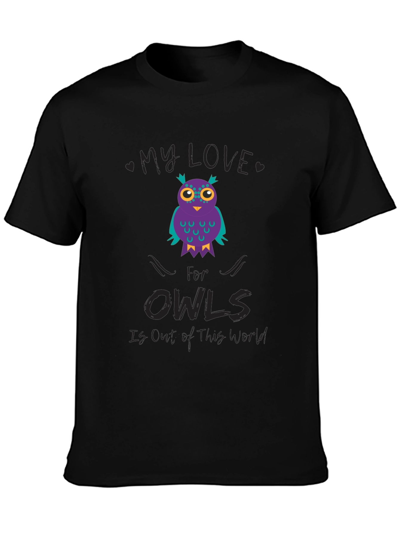 My Love for Owls T-Shirt Black Cotton