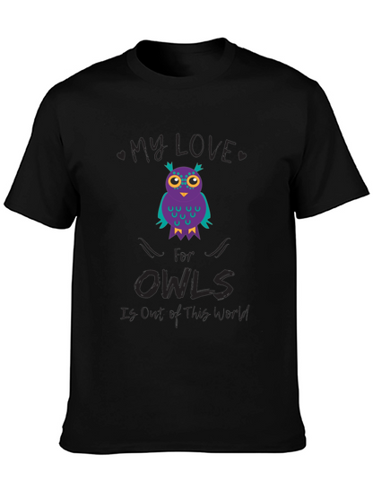 My Love for Owls T-Shirt Black Cotton