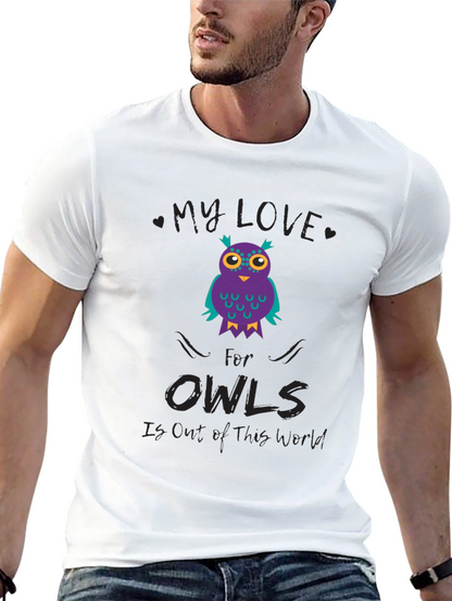 My Love for Owls T-Shirt Black Cotton