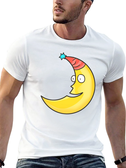Funny Moon Face Graphic Tee - Black T-Shirt