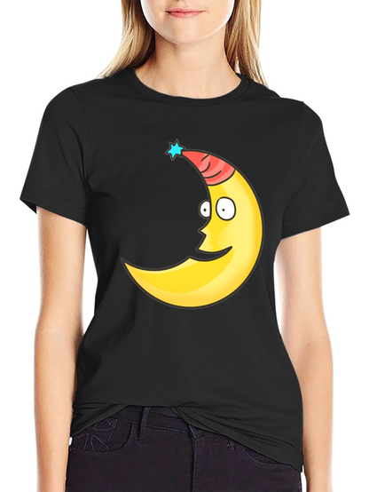 Funny Moon Face Graphic Tee - Black T-Shirt