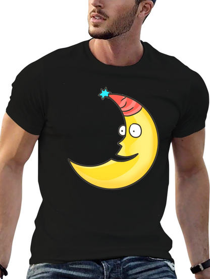 Funny Moon Face Graphic Tee - Black T-Shirt