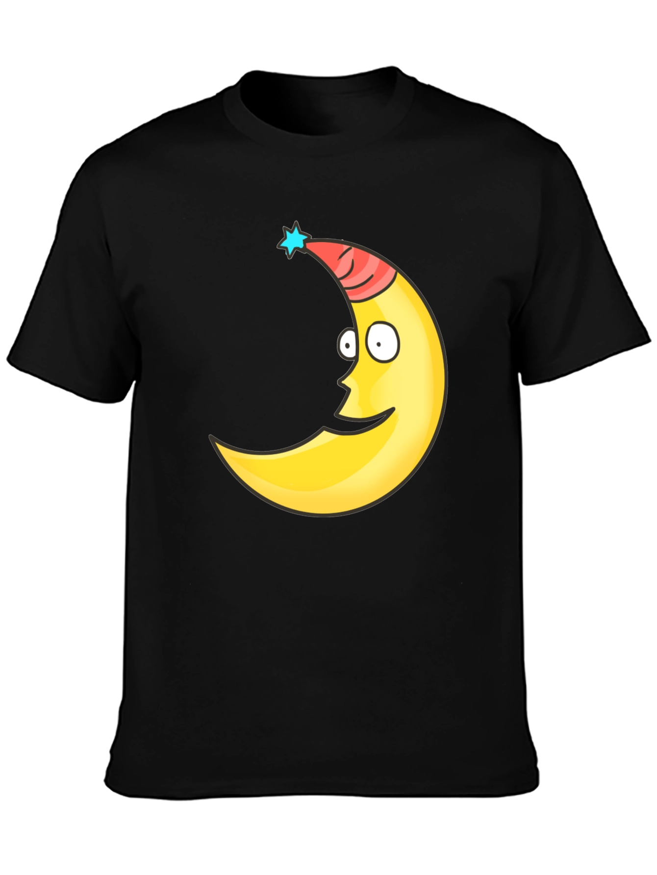 Funny Moon Face Graphic Tee - Black T-Shirt