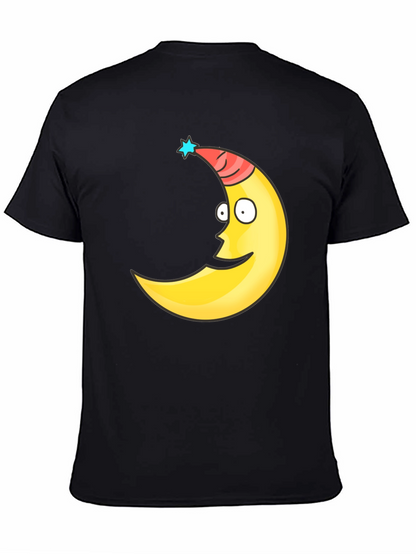 Funny Moon Face Graphic Tee - Black T-Shirt