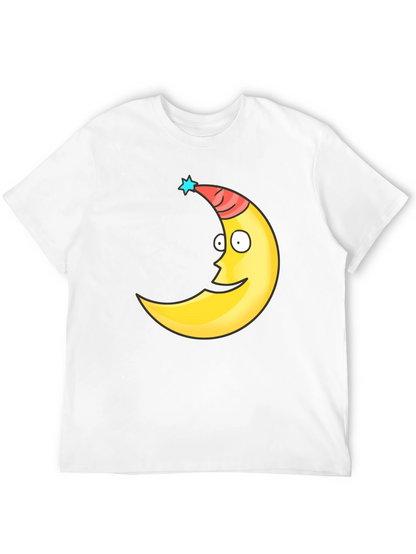 Funny Moon Face Graphic Tee - Black T-Shirt