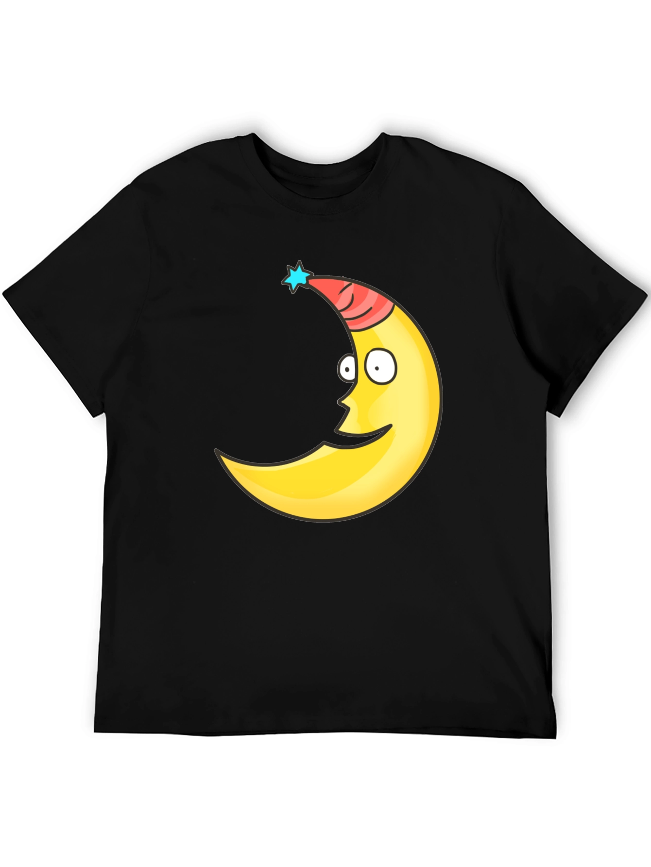 Funny Moon Face Graphic Tee - Black T-Shirt