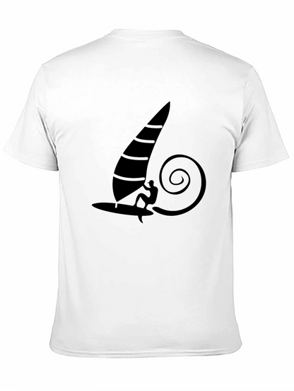 Windsurfing Graphic Tee - Black Cotton T-Shirt