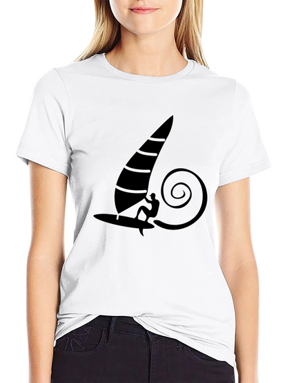 Windsurfing Graphic Tee - Black Cotton T-Shirt