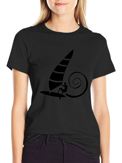 Windsurfing Graphic Tee - Black Cotton T-Shirt