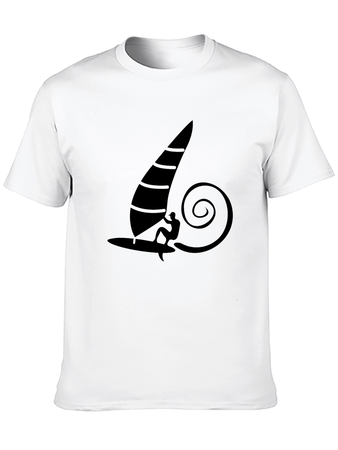 Windsurfing Graphic Tee - Black Cotton T-Shirt