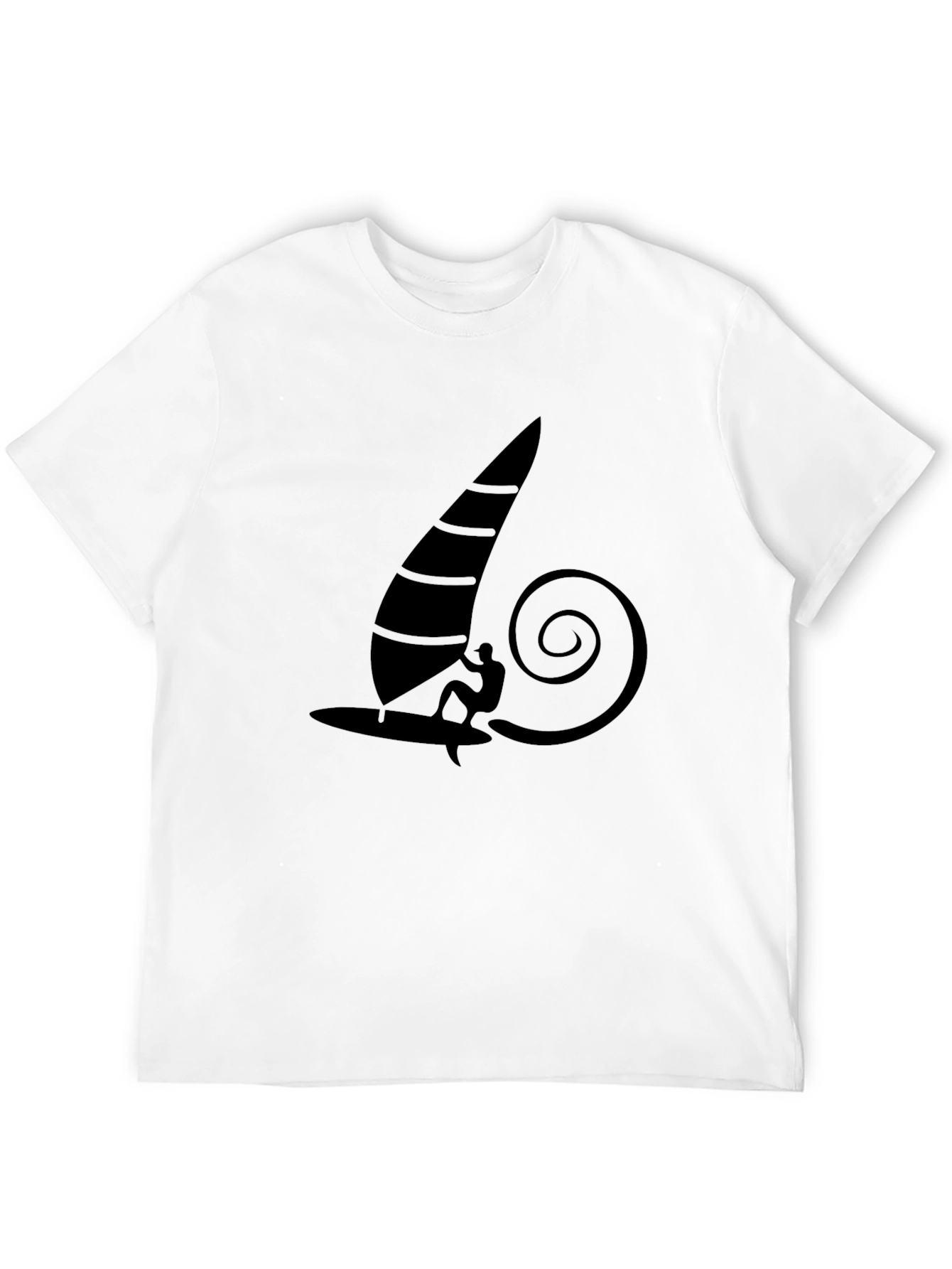 Windsurfing Graphic Tee - Black Cotton T-Shirt