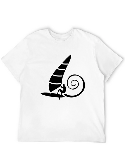 Windsurfing Graphic Tee - Black Cotton T-Shirt