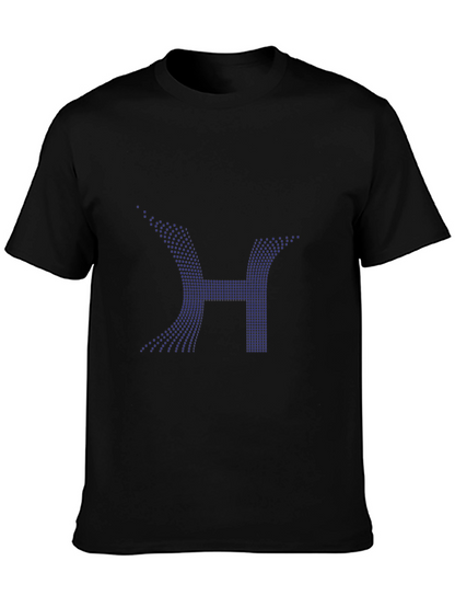 Mens Black T-Shirt with Digital H Design