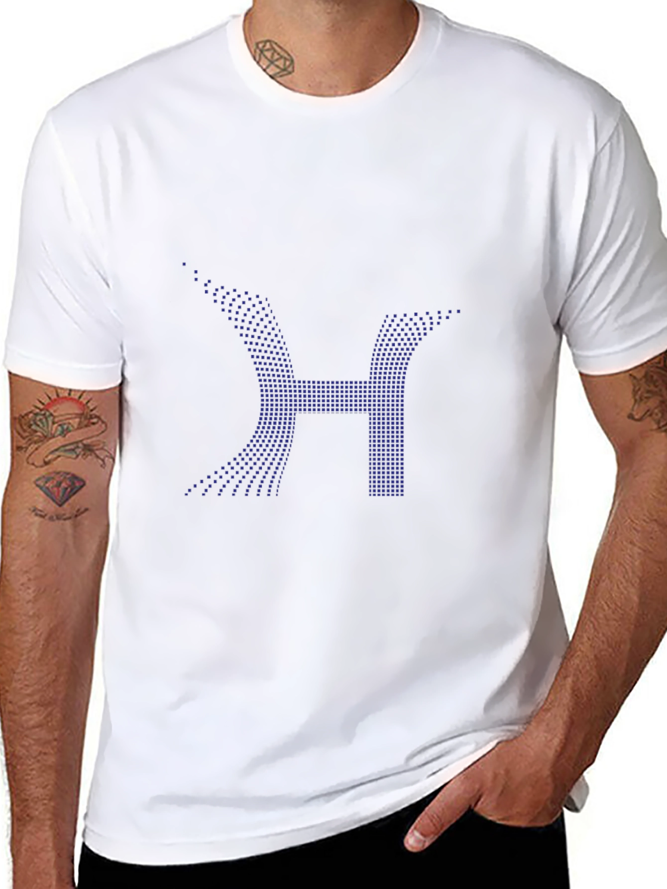 Mens Black T-Shirt with Digital H Design